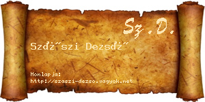 Szászi Dezső névjegykártya